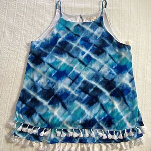 HAILEY LYN WOMENS Medium Tie-Dye Tassles Sleeveless Top
